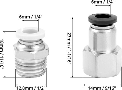 QWORK 20 Pack Pneumatic Push to Connect Air Fittings, 1/4 Inch Tube OD x 1/4 Inch NPT Male Thread + 1/4 Inch Tube OD x 1/4 Inch NPT Female Thread, for Air Lines Fittings Thread Pneumatic Fitting in Saudi Arabia