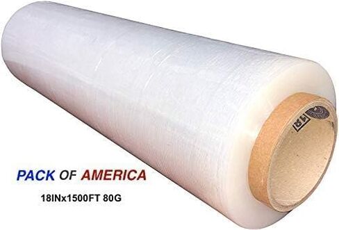 Stretch Film - 2 Roll Clear, 18" x 1500 Feet, 80 Gauge (20 Micron) Industrial Heavy Duty Plastic Shrink Wrap with Hand Saver for Packing, Shipping, Pallet, Moving Supplies in Saudi Arabia