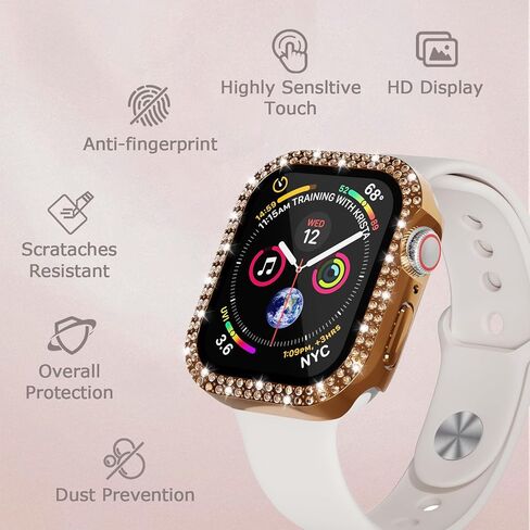Bling Case for Apple Watch 45mm Screen Protector Series 9/8/7, Women Glitter Diamond Crystal Rhinestone Hard PC Cover Bumper Protector Cover for iWatch Accessories 45mm, Starlight in Saudi Arabia