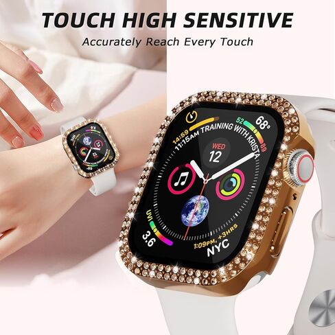 Bling Case for Apple Watch 45mm Screen Protector Series 9/8/7, Women Glitter Diamond Crystal Rhinestone Hard PC Cover Bumper Protector Cover for iWatch Accessories 45mm, Starlight in Saudi Arabia