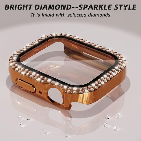 Bling Case for Apple Watch 45mm Screen Protector Series 9/8/7, Women Glitter Diamond Crystal Rhinestone Hard PC Cover Bumper Protector Cover for iWatch Accessories 45mm, Starlight in Saudi Arabia