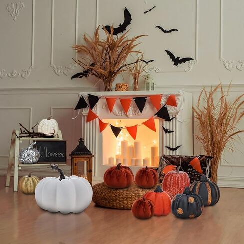 5.9 Inch Large Black Artificial Pumpkin Decoration Fall Halloween Lifelike Foam Faux Pumpkin for Thanksgiving Harvest Holiday Kitchen Fireplace Decor in Saudi Arabia