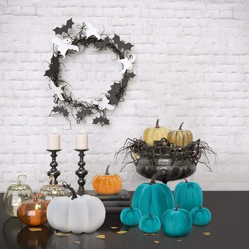 5.9 Inch Large Black Artificial Pumpkin Decoration Fall Halloween Lifelike Foam Faux Pumpkin for Thanksgiving Harvest Holiday Kitchen Fireplace Decor in Saudi Arabia