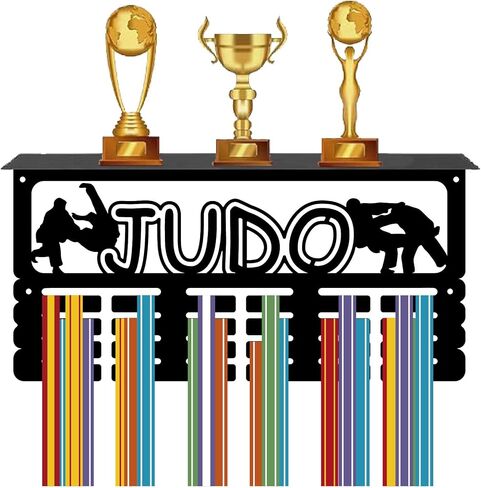 CREATCABIN Medal Trophy Holder Handball Medal Hanger Display with Shelf Black Sports Rack Iron Frame Wall Mount Metal Medal Showcase Hooks for Hanging Medals Hand Ball Player Medalist 15.7 x 7.9Inch in Saudi Arabia