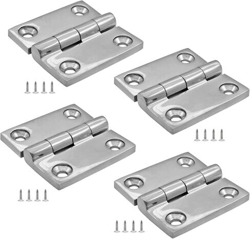 Marine Grade Stainless Steel 316 Pair of 2IN(50MM) Heavy Duty Casting Solid Mirror-Like Butt Hinge Door Hings for Boat Yacht,RVS(2) in Saudi Arabia