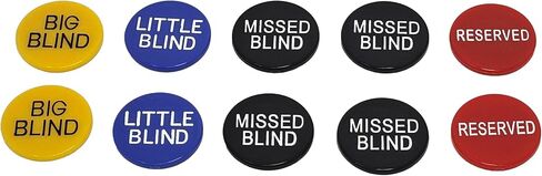 Missed Blind, Big Blind, Little Blind, and Reserved Buttons for Texas Hold 'Em, Omaha Poker Tables (Pack of 10) in Saudi Arabia