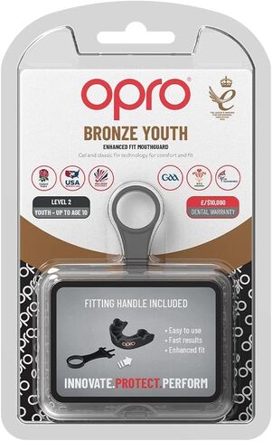 واقي الفم الرياضي الجديد من OPRO ذو المستوى البرونزي UFC للبالغين والشباب مع حقيبة وجهاز مناسب، درع اللثة لـ UFC، MMA، الملاكمة، BJJ وغيرها من الرياضات القتالية (أحمر، للبالغين) in Kuwait