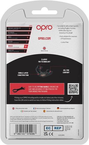 واقي الفم الرياضي الجديد من OPRO ذو المستوى البرونزي UFC للبالغين والشباب مع حقيبة وجهاز مناسب، درع اللثة لـ UFC، MMA، الملاكمة، BJJ وغيرها من الرياضات القتالية (أحمر، للبالغين) in Kuwait