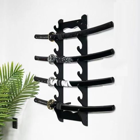 Sword Holder Wall Mount 8 Tier Samurai Sword Display Rack Wand for Wand Tanto Katana Wakizashi etc Samurai Sword,Sword Flute Fishing rods, Black in Saudi Arabia