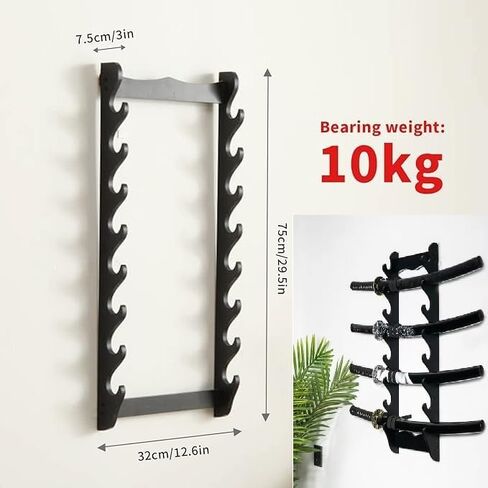 Sword Holder Wall Mount 8 Tier Samurai Sword Display Rack Wand for Wand Tanto Katana Wakizashi etc Samurai Sword,Sword Flute Fishing rods, Black in Saudi Arabia