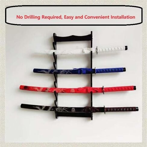 Sword Holder Wall Mount 8 Tier Samurai Sword Display Rack Wand for Wand Tanto Katana Wakizashi etc Samurai Sword,Sword Flute Fishing rods, Black in Saudi Arabia