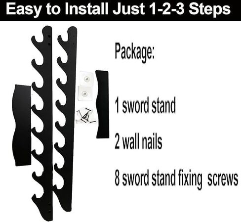 Sword Holder Wall Mount 8 Tier Samurai Sword Display Rack Wand for Wand Tanto Katana Wakizashi etc Samurai Sword,Sword Flute Fishing rods, Black in Saudi Arabia