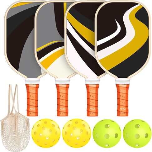 Sprypals Pink Pickleball Paddles, USAPA Approved Pickleball Set of 4 with 4 Pickleball Balls and 1 Carry Bag Premium Wood Pickleball Rackets with Ergonomic Grip for Beginner & Pros Gifts for Women Men in Saudi Arabia