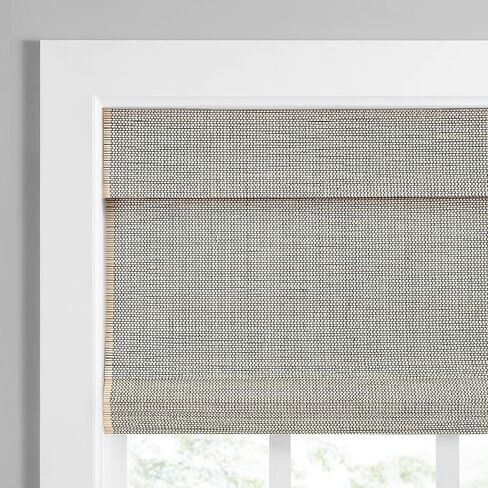 ظلال ECLIPSE Bamboo Roman للنوافذ مقاس 23 بوصة عريضة × 72 بوصة طويلة، ستائر لاسلكية مصفاة للضوء شبه خاصة لغرفة النوم، غرفة المعيشة، آمنة للأطفال والحيوانات الأليفة، ستائر داخلية سهلة التركيب، طبيعية/أسود in Kuwait