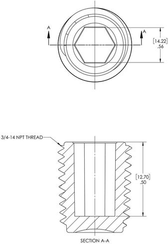 Caplugs ZTH91KA1 Plastic Hex Socket Threaded Plug. TH-9, HDPE, to Plug Thread Size 3/4-14", Black (Pack of 60) in Saudi Arabia