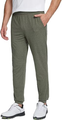 Men's Lightweight Jogger Pants Tapered Elastic Running Pants Breathable Moisture Wicking Sweatpants with Zip Pocket in Saudi Arabia