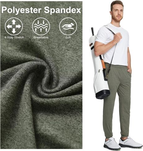 Men's Lightweight Jogger Pants Tapered Elastic Running Pants Breathable Moisture Wicking Sweatpants with Zip Pocket in Saudi Arabia