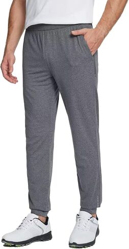 Men's Lightweight Jogger Pants Tapered Elastic Running Pants Breathable Moisture Wicking Sweatpants with Zip Pocket in Saudi Arabia