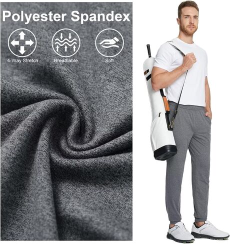 Men's Lightweight Jogger Pants Tapered Elastic Running Pants Breathable Moisture Wicking Sweatpants with Zip Pocket in Saudi Arabia