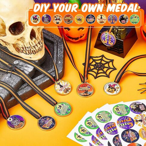 60 Pcs Halloween Award Medals Bulk for Kids Halloween Costume Party Medals Assortment Gold Kids Plastic Award Medals Winners Sports Reward Motivational Medals with Neck Ribbon for Students Sports in Kuwait