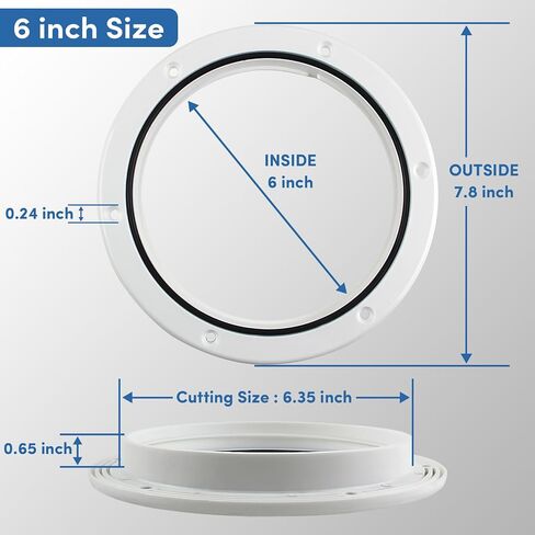4"- 6"- 7.2"- 8" Circular Non Slip Inspection Hatch -Boat Hatch Deck Plate with Detachable Cover for RV Marine Boat Kayaks Yacht - Boat Round Non Slip Inspection Hatch with Screws(1 Pack White) in Saudi Arabia