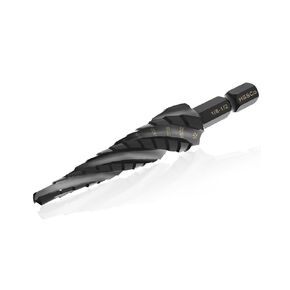 1/4-3/4 Inch Four Spiral Flute Step Drill Bit, M2 High Speed Steel 1/4" Hex Shank Step Drill Bit for Metal, Steel, Aluminum, Plastic Hole Drilling Cutting, 9 Step Size Step Bit