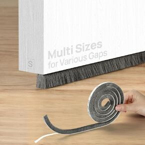Hidden Door Draft Stopper for Bottom of Door, Premium Door Sweep for Interior & Exterior Door, Noise Blocker Cold Air Insulation, 39‘’ Adjustable Weather Stripping Door Seal for Gap 0.4''-0.55'', Gray
