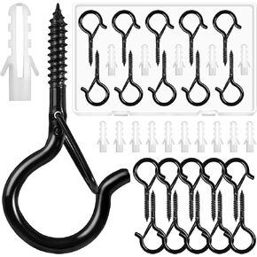 خطافات لولبية من NEZUIBAN لسلسلة الأضواء الخارجية، 20 قطعة، أسود in Kuwait