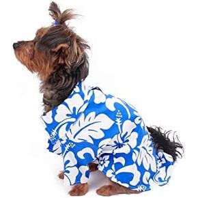 Hawaiian Matching Pattern Dog Aloha Shirt in Classic Hibiscus Red Size XLarge