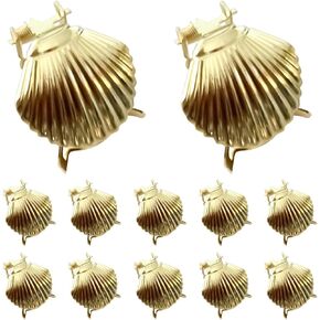 12Pcs Automatic Candle Snuffer Extinguisher, Automatic Candle Wick Snuffer Stopper Candle Snuffer Clip On Kit Automatic Candle Snuffer Vintage Double Sided Extinguisher (Gold Scallop)