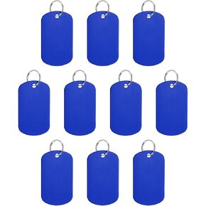 PATIKIL Aluminum Blank Tags, 10Pcs Rectangle Metal Stamping Blanks Pet ID Label with Key Rings for DIY Craft Engraving, Rose Red