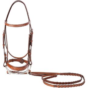Huntley Equestrian Fancy Stitched Sedgwick Leather English Bridle and Reins