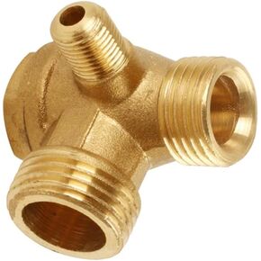 3-Port Brass Air Compressor Check Valve M10*1 x G3/8 Male x G1/2 Male Threaded Central Pneumatic Valve