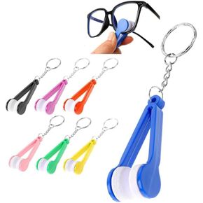 7Pcs Colourful Glasses Cleaner Tool,Mini Sun Glasses Eyeglass Microfiber Spectacles Cleaner with Keychain,Soft Cleaning Cloth Clip for Sunglasses,Eye Glasses Lens Surface Cleaner,Eyeglasses Care