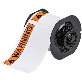 Brady B30-241-595-ANSIWA 2.25" Height x 3" Width, B-595 Indoor/Outdoor Vinyl, Black/Orange BBP31 Pre-Printed Pre-Cut Labels Tape with Sign Headers, 300 per Roll