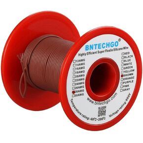 BNTECHGO 28 Gauge Silicone Wire Spool 250 ft Brown Flexible 28 AWG Stranded Tinned Copper Wire