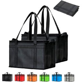 NZ Home Large Insulated Cooler Bag and Food Warmer for Food Delivery & Grocery Shopping with Zippered Top, Black (1 Pack)