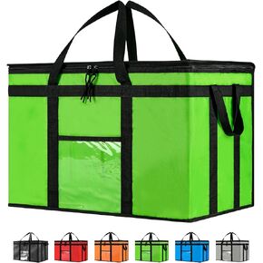 NZ Home 3XL Insulated Cooler Bag and Food Warmer for Food Delivery & Grocery Shopping with Zippered Top, Green (1 Pack)
