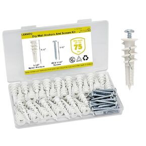 60pcs Self Drilling Drywall Anchors, Nylon Anchor Set for Drywall, 30pcs Wall Anchors and 30pcs #8 X 1-1/4'' Self Drilling Screws, 75lbs Hanging and Home Installation.