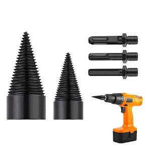 5Pcs Firewood Log Splitter Drill Bit Set, 42mm+32mm Wood Log Splitter Firewood Detachable Drill Bits for Household Electric Drill with Round Square Hexagon Handle
