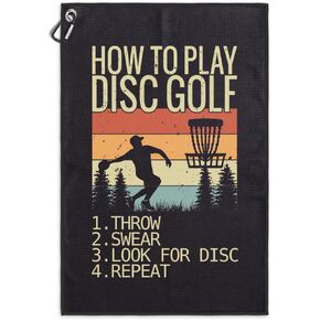 How to Play Disc Golf Printed Microfiber Disc Golf Towel with Clip, Great Disc Golf Gifts for Grandpa Disc Golf Lover Dad, Father's Day Birthday, Disc Golf Accessories for Men Women Husband in Kuwait