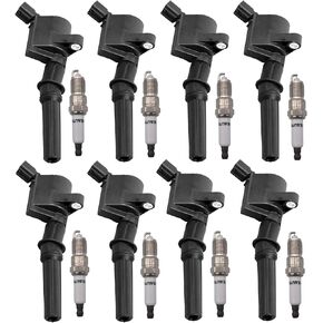 Ignition Coils With Iridium Spark Plugs Pack Set of 8 DG508 C1454 FD503 Compatible with Ford F-150 F-250 E-150 E-250 Explorer Explorer Expedition Lincoln Mercury 4.6L 5.4L V8