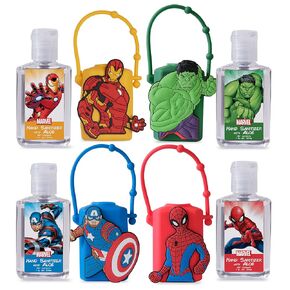 Disney Store Marvel Hand Sanitizer Holder Set - Pack of 4, Travel Size, Refillable and Portable Sanitizers w/Holders and Clip