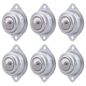 XiKe 6 Pack 1-3/16" Roller Ball Transfer Bearings, Hard chrome steel ball Transfer Unit with Swivel Ball Caster Rollers, Used for Roller Stand, Conveyors,Transfer Equipment and Transmission System
