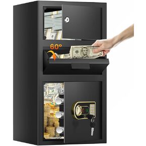 2.6 Cubic Fireproof Drop Safe for Business, Anti-Theft Drop Slot Safes for Money with Digital Combination Lock & Spare Keys, Cash Depository Safe with Drop Box for Home Retail Store Busines