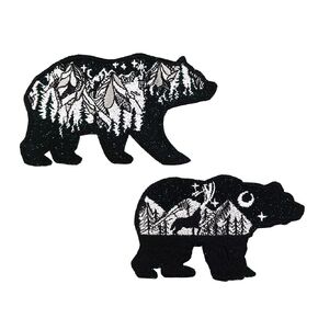Sparkle Bear Embroidered Iron On Patches Outdoor Camping Emblem