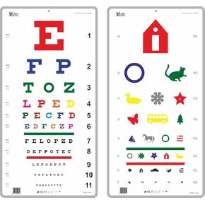 Snellen Traditional & Kindergarten Color Distance Vision Eye Chart 20 Ft