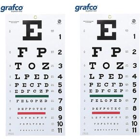 Graham-Field Grafco 1240 Snellen Hanging Eye Chart, 20' Distance, Non-Reflective, Matte Finish with Green and Red Color Bar (2 Pack)