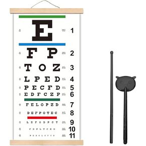 Pinhole Eye Occluder Snellen Eye Chart Pocket Test Reusable Wooden Frame Canvas Eye Chart for Kids Eye Exam Kit with 20 Feet
