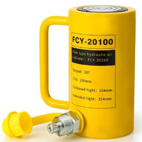 20T 4Inch Stroke Porta Power Single Acting Lifting Cylinder for Shipbuilding, Machinery and Industry,Automatically Retract Split Hydraulic Cylinders Jacks, Yellow
